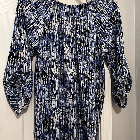 Notations Blue and Black Patterned Blouse - Picture 2 of 5
